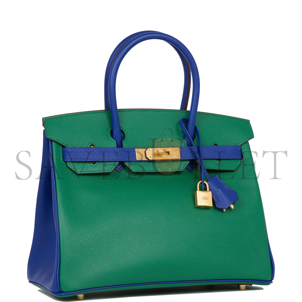 HERMÈS MASTER BIRKIN 35 EPSOM MALACHITE GREEN AND AQUA BLUE BAG H028368CK6Z (25*20*13cm)